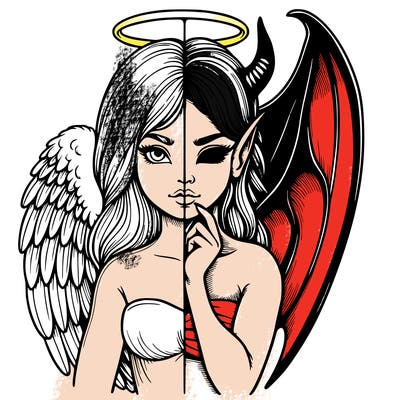 realistic angel half demon