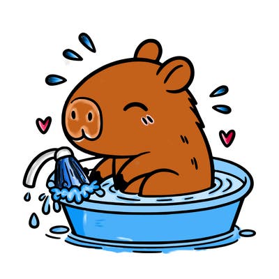 capybara taking a bath