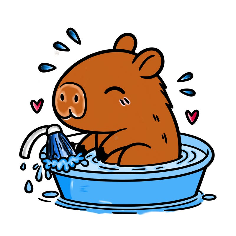 capybara taking a bath