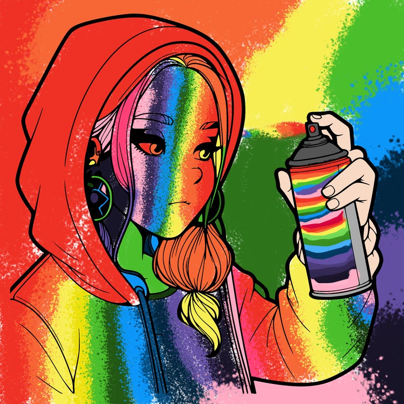 a realistic girl, spray painting