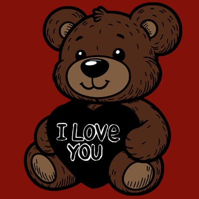 teddy bear holding an i love you heart