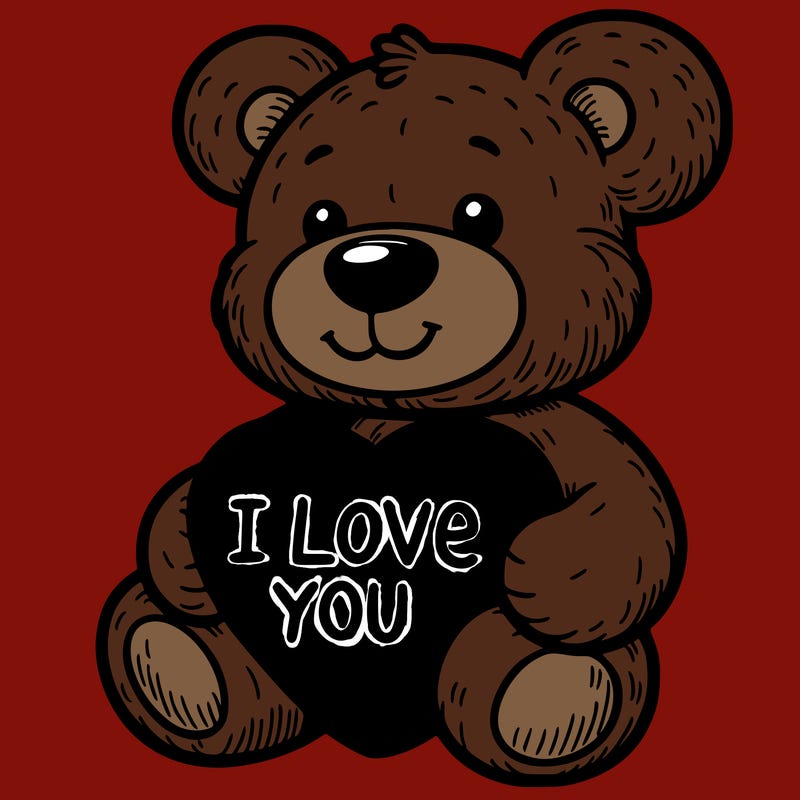 teddy bear holding an i love you heart