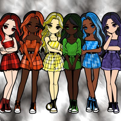 a group of girls realistic