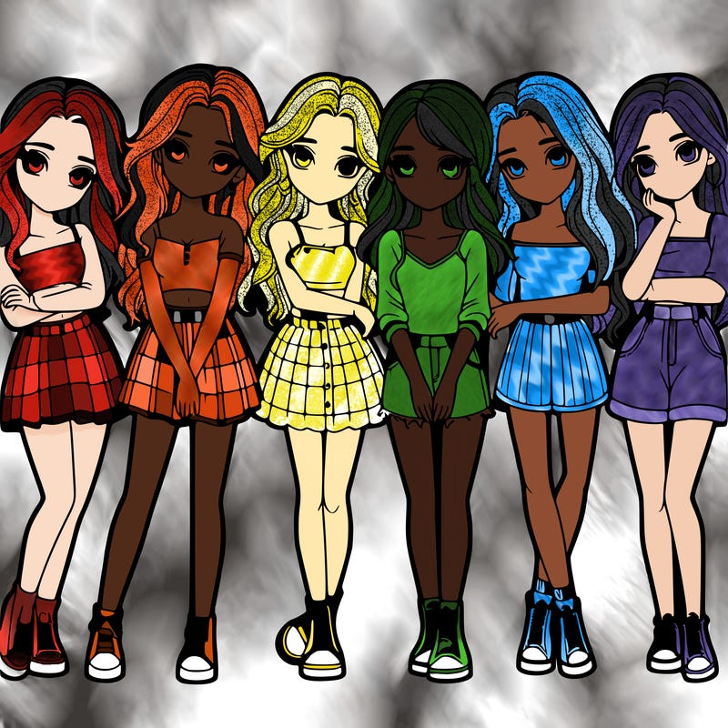 a group of girls realistic