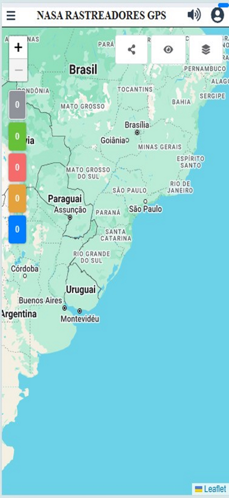 Nasa Rastreador GPS - Nasa Rastreador GPS mobile app map interface displaying South America with tracking status indicators