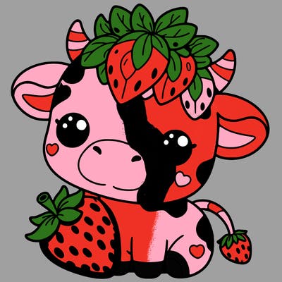 cute strawberry cow