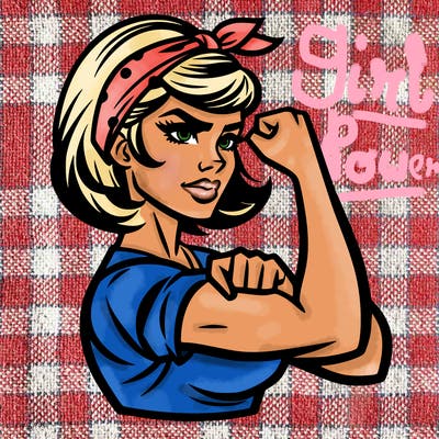 strong woman with a 60s american ad style