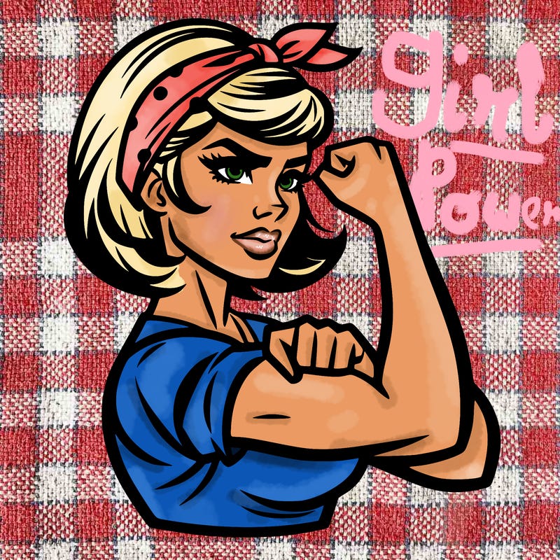 strong woman with a 60s american ad style