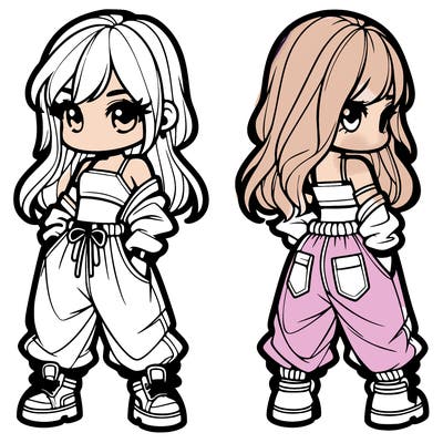 girl in crop top and baggy pants