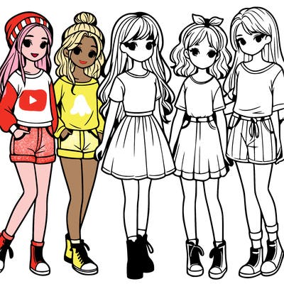 a group of five girls