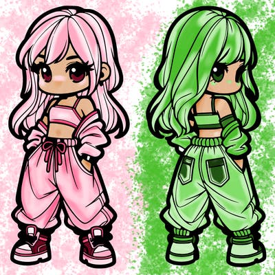 girl in crop top and baggy pants