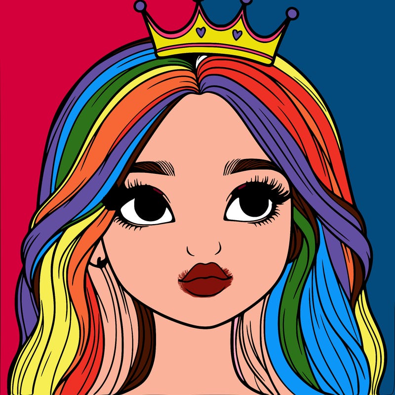 a realistic girl with a crown on