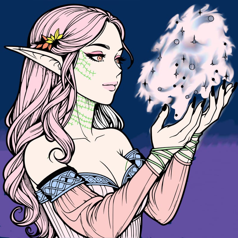 realistic elf girl doing magic