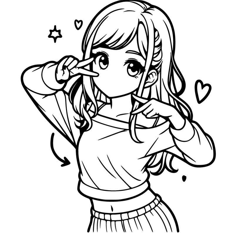 realistic girl doing🫶🏻 and doing a pose