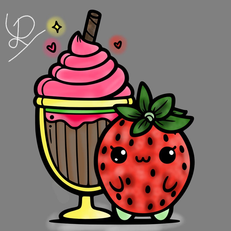 cute milkshake strawberry