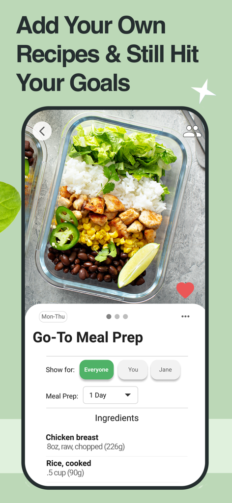 StrongrFastr Diet+Fitness AI - Strongr Fastr app interface showing a customizable healthy meal prep recipe with ingredients