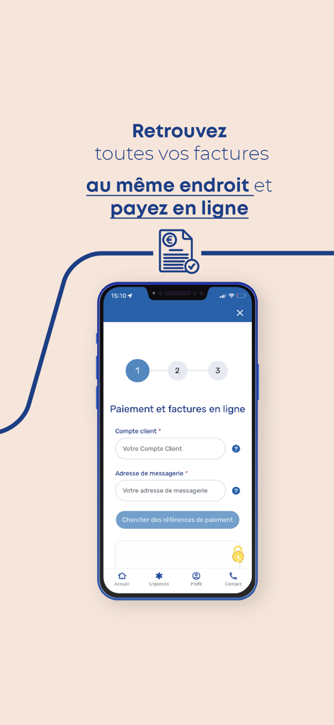 Interface of the Mon AP-HP app for managing and paying hospital bills online.