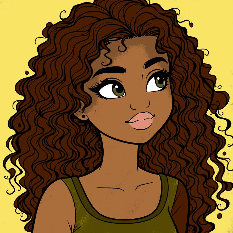 realistic girl with curly hair