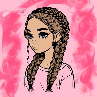 realistic girl with braids