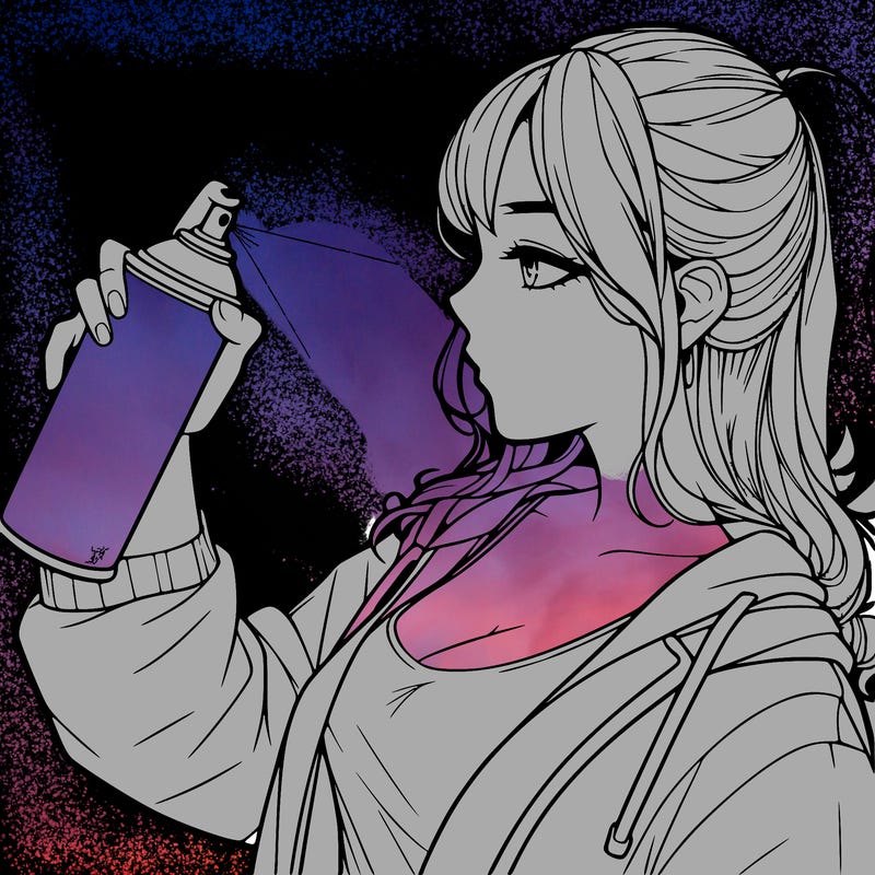 a realistic girl spray, painting