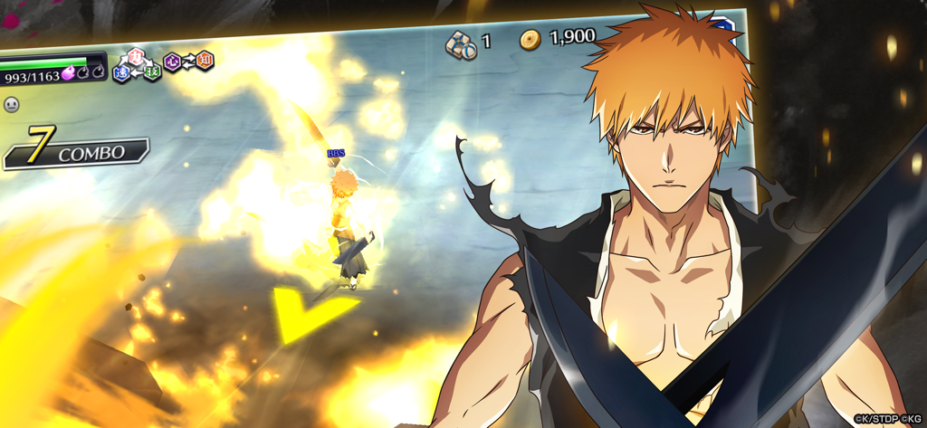 Bleach: Brave Souls Anime Game - Ichigo Kurosaki battle scene in the Bleach Brave Souls action anime game