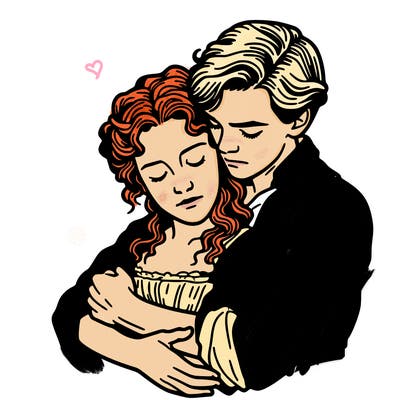 titanic jack rose hugging each other