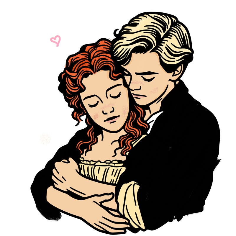 titanic jack rose hugging each other