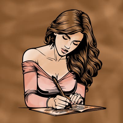 realistic female writing poetry