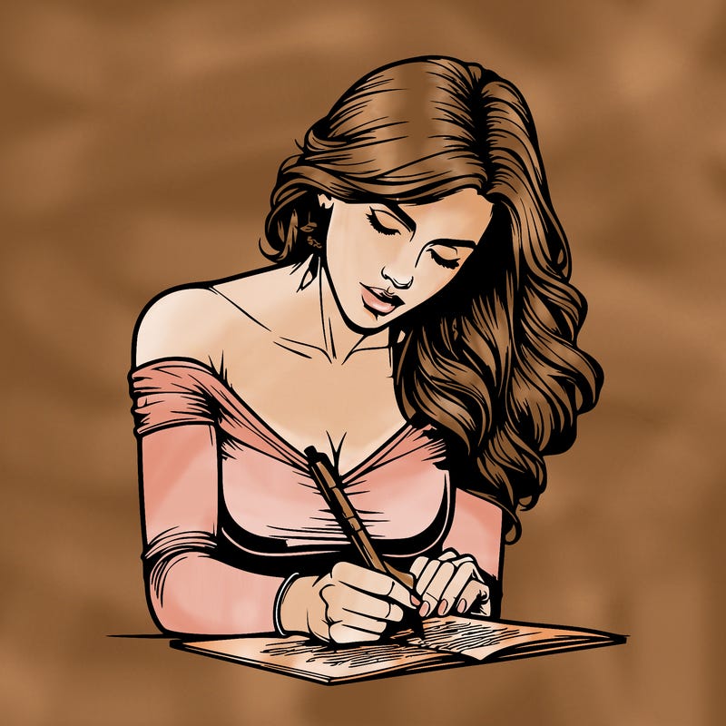 realistic female writing poetry