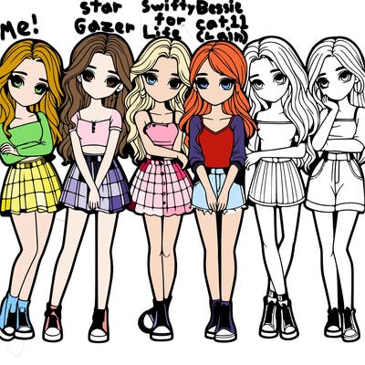 a group of girls realistic