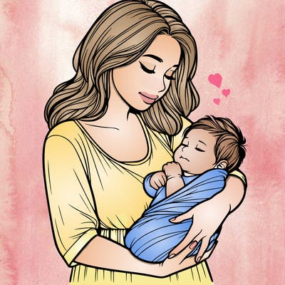 mother holding baby realistic