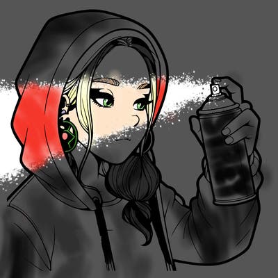 a realistic girl, spray painting