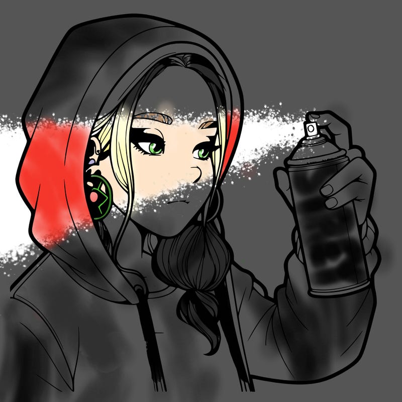 a realistic girl, spray painting