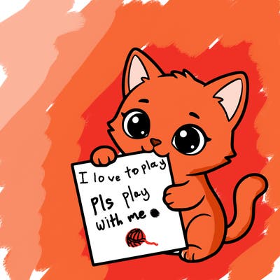 a small cat with a blank sheet of paper in its hand. the cat is sooooooo cute!