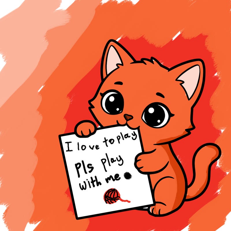 a small cat with a blank sheet of paper in its hand. the cat is sooooooo cute!