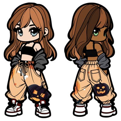 girl in crop top and baggy pants