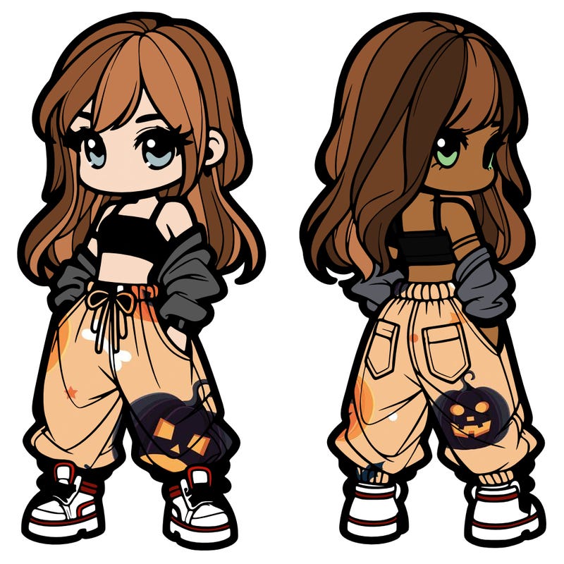 girl in crop top and baggy pants