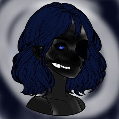 realistic girl with skull