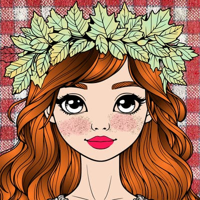 realistic girl with fall leaf crown