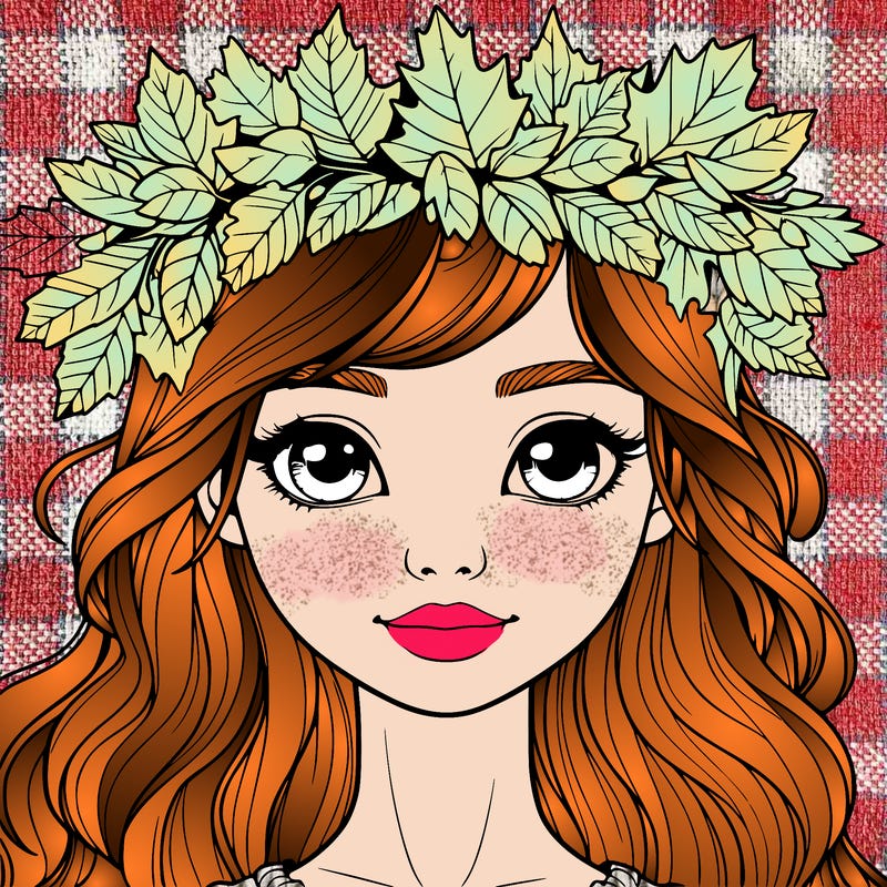 realistic girl with fall leaf crown