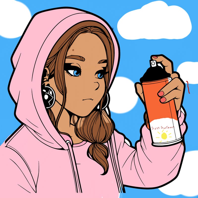 a realistic girl, spray painting