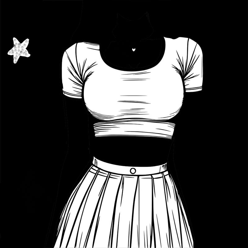 realistic girl wearing crop top and skirt