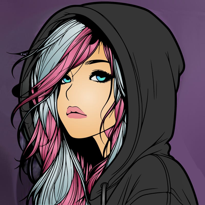 realistic girl with hoodie on