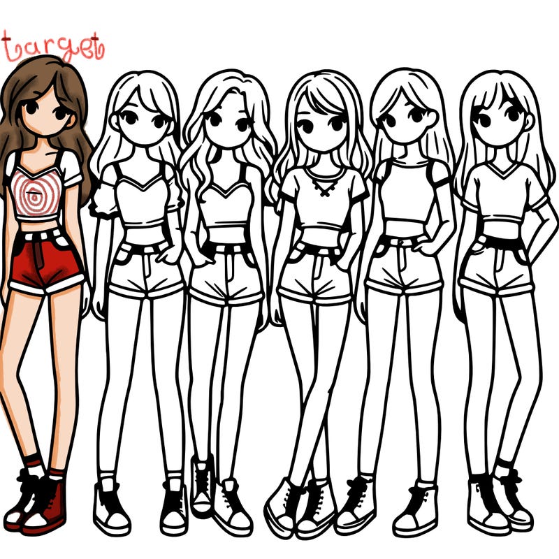 a group of girls wearing crop tops and shorts