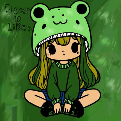a girl wearing a frog hat and some frog socks
