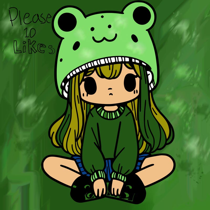 a girl wearing a frog hat and some frog socks