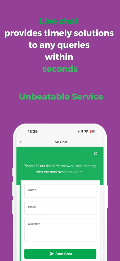 All Eat food delivery app live chat interface for customer support