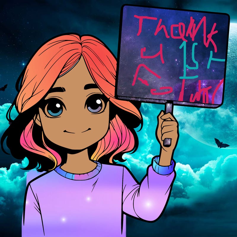 realistic girl holding up a sign