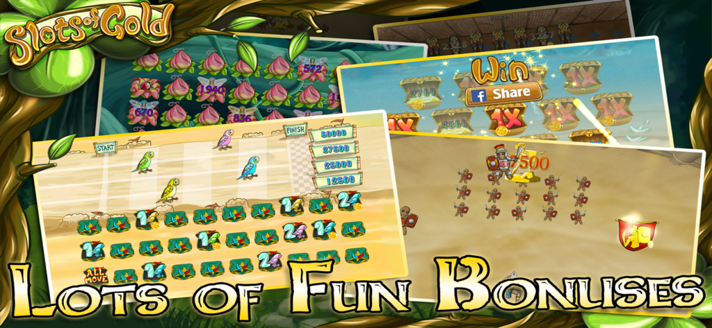 Slots of Gold Classic - A variety of colorful bonus mini games and reward screens in Slots of Gold Classic