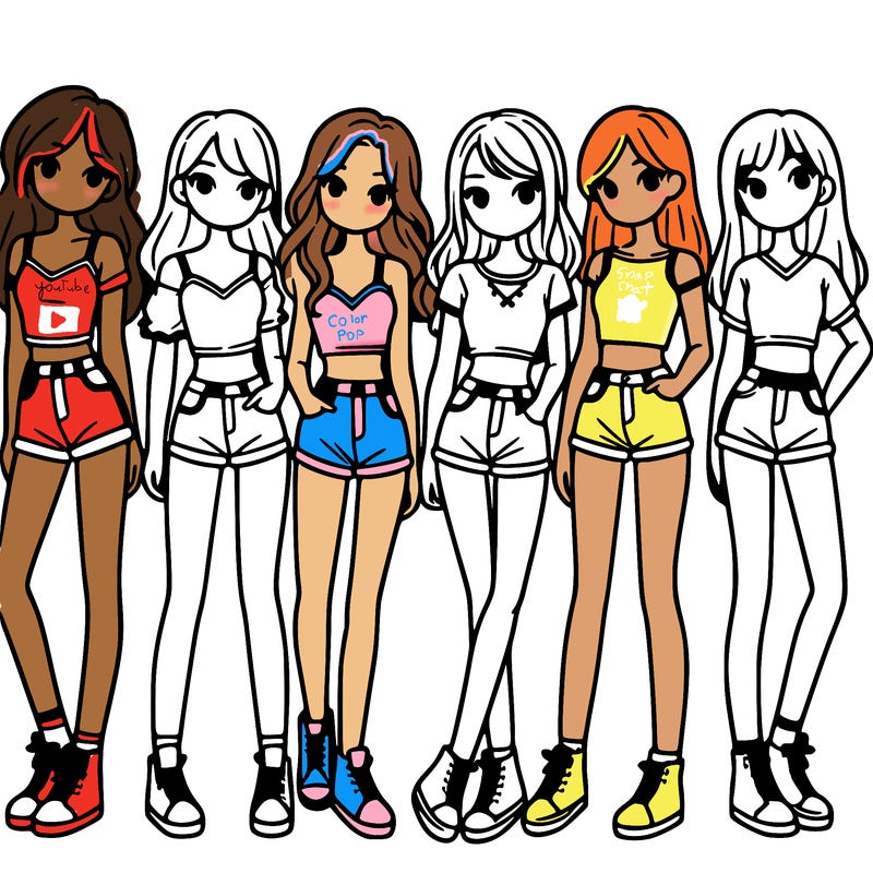 a group of girls wearing crop tops and shorts